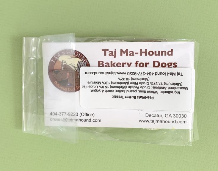 March 2019 Dapper Dog Box Review March 2019 - Taj Ma-Hound For Dogs Gourmet Cookie 2 Package Top
