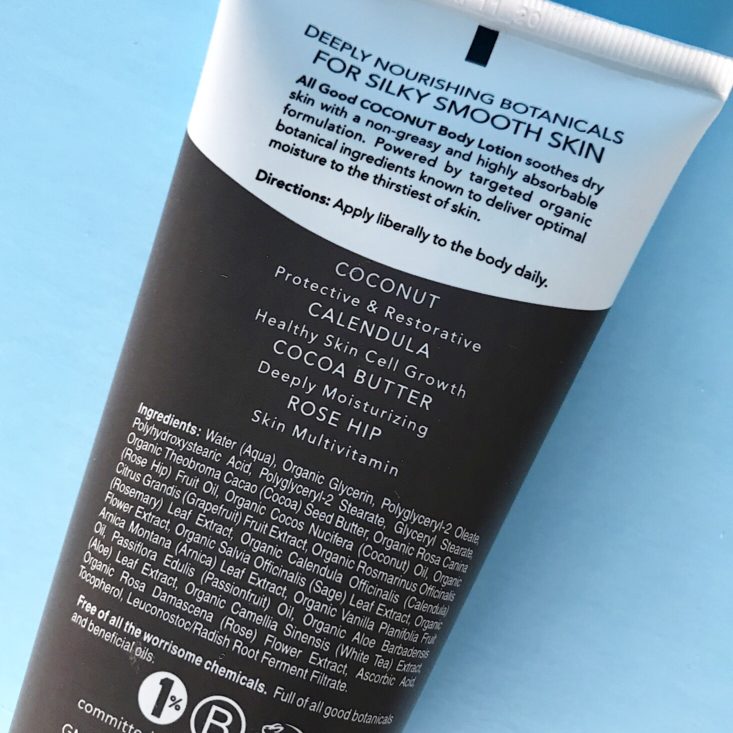 Mighty Fix Subscription March 2019 - Back Of Lotion