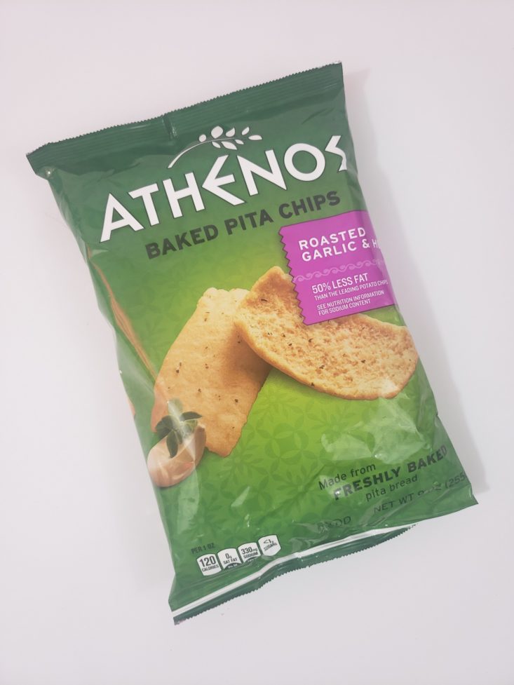 Monthly Box Of Food And Snack Review March 2019 - Athenos Baked Pita Chips Roasted Garlic And Herb Front