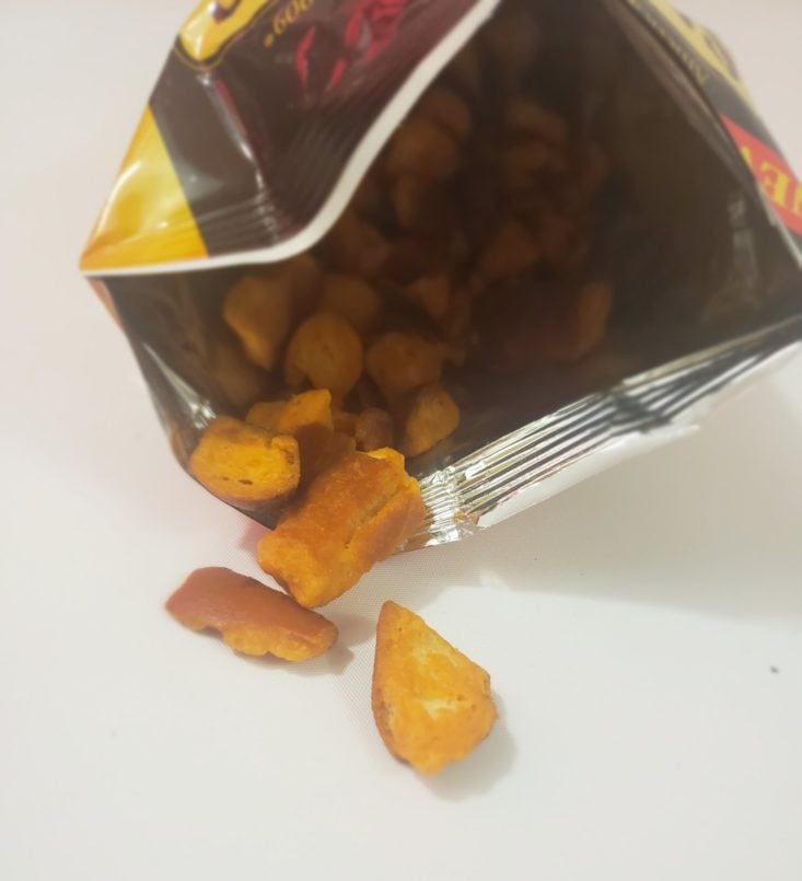 Monthly Box Of Food And Snack Review March 2019 - Snyders Pretzel Pieces Hot Buffalo Wings Open Packet Top
