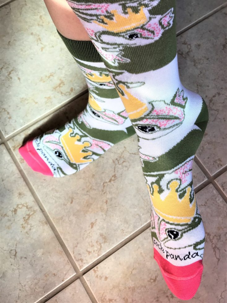 Sock Panda For Women March 2019 - Large Frog Prince Socks Wearing Side
