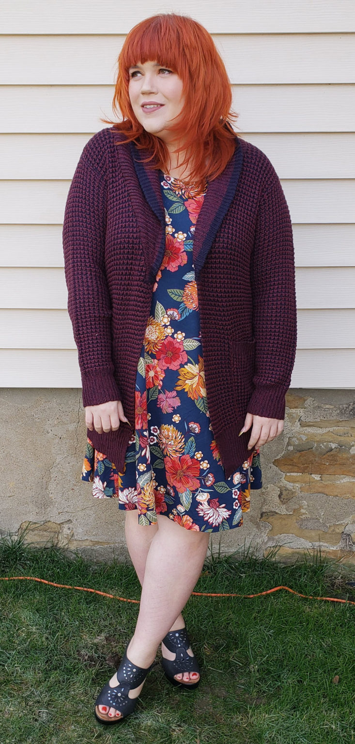 Stitch Fix Plus Size Clothing Box January 2019 - Bickley Shawl Cardigan Wearing Front 1