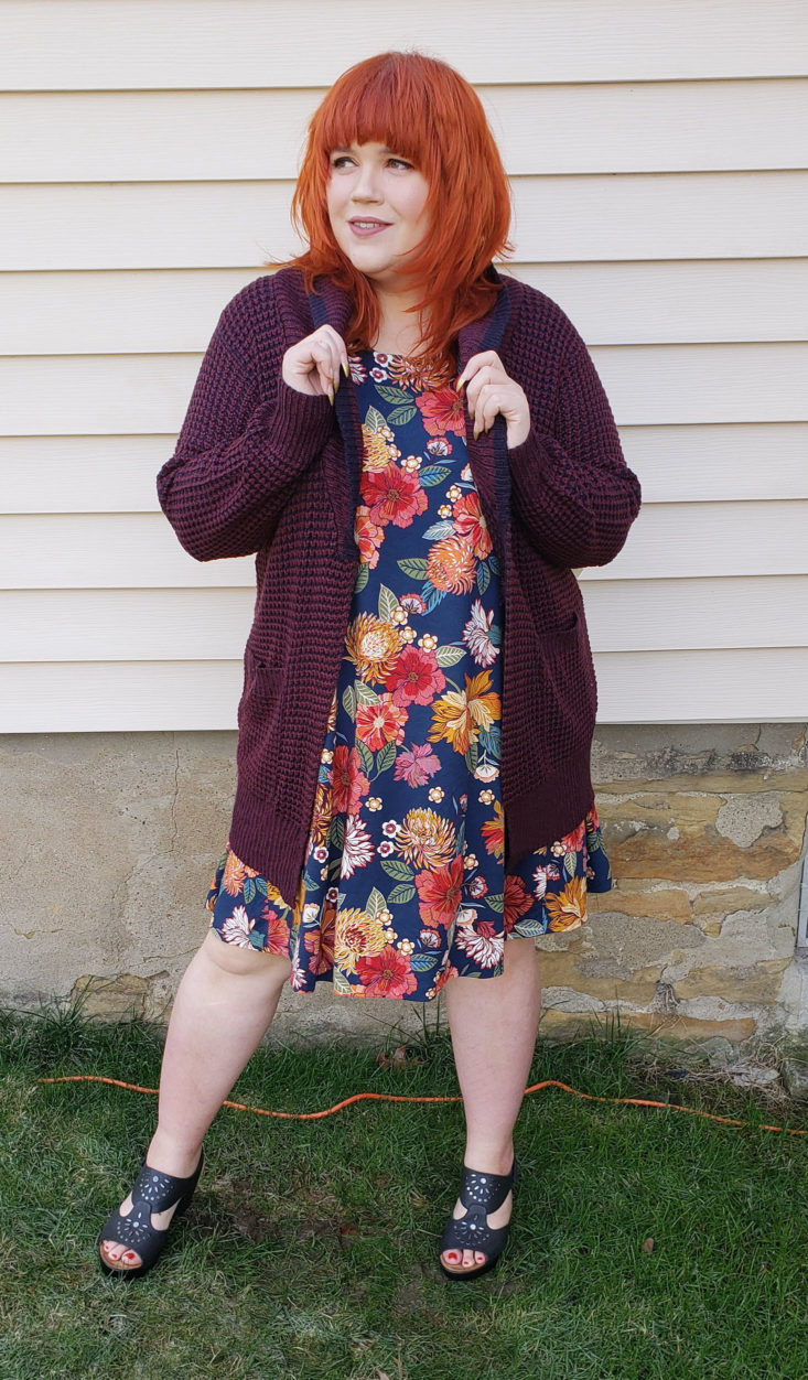 Stitch Fix Plus Size Clothing Box January 2019 - Bickley Shawl Cardigan Wearing Front 2