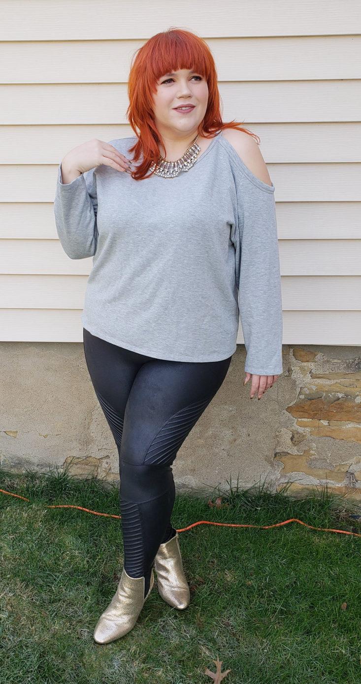 Stitch Fix Plus Size Clothing Box January 2019 - Jalila Moto Detail Legging Wearing Front 1