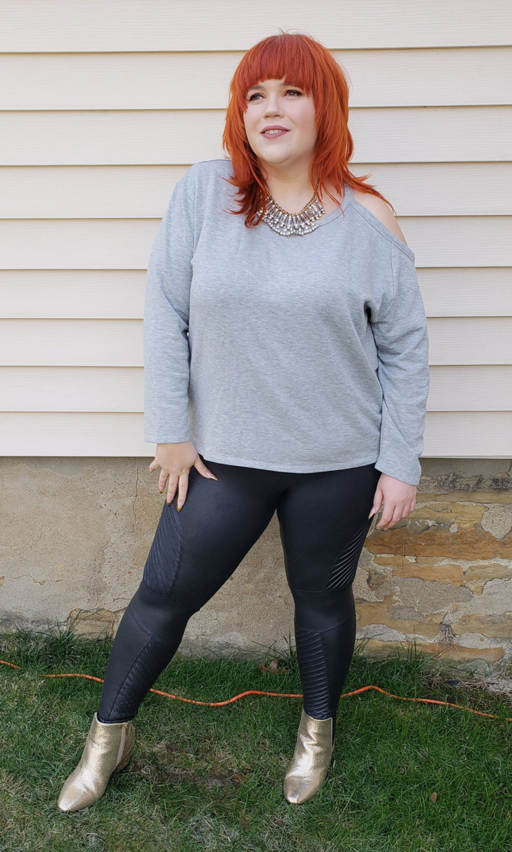 Stitch Fix Plus Size Clothing Box January 2019 - Jalila Moto Detail Legging Wearing Front 2
