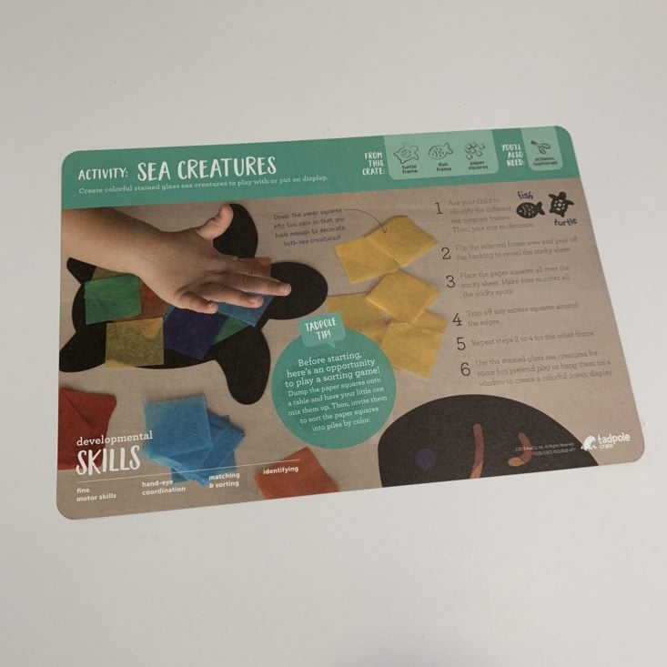 Tadpole Crate Ocean Games Review March 2019 - Sea Creatures Instructions Top