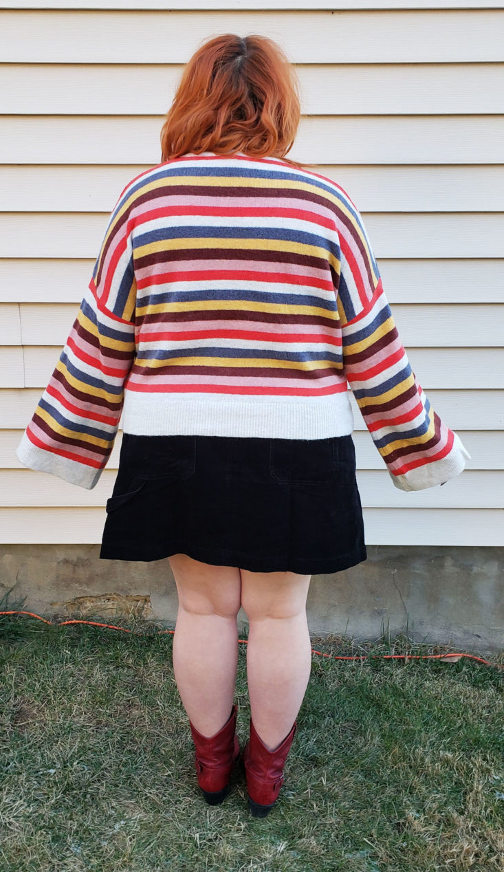 Trunk Club Plus Size Subscription Box Review December 2018 - Cardiff Stripe Crewneck Sweater by Madewell Size 2x Pose 3 Back