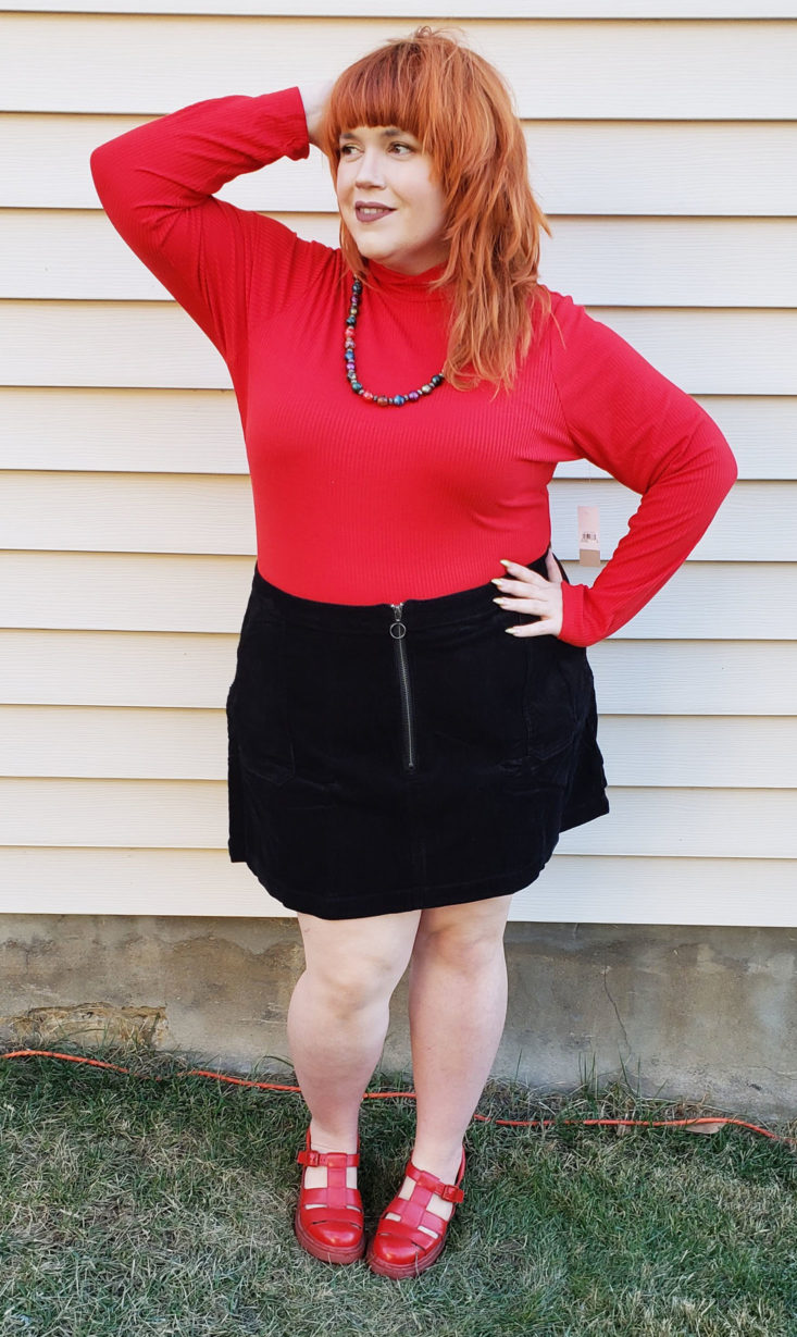 Trunk Club Plus Size Subscription Box Review December 2018 - Corduroy Utility Skirt by BP Size 3x Pose 1 Front