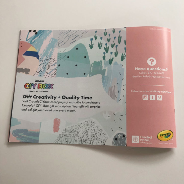 16 Crayola® CIY Box “Marble Madness” March 2019 - Instruction Booklet