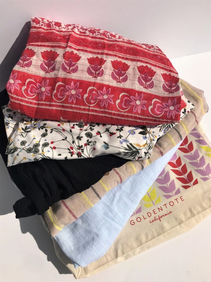 3 Golden Tote April 2019 - Clothes Folded On Top Of Tote
