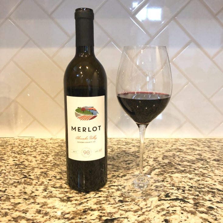 90 Plus Cellars Wine Review Spring 2019 - Merlot Bottle With Glass Front