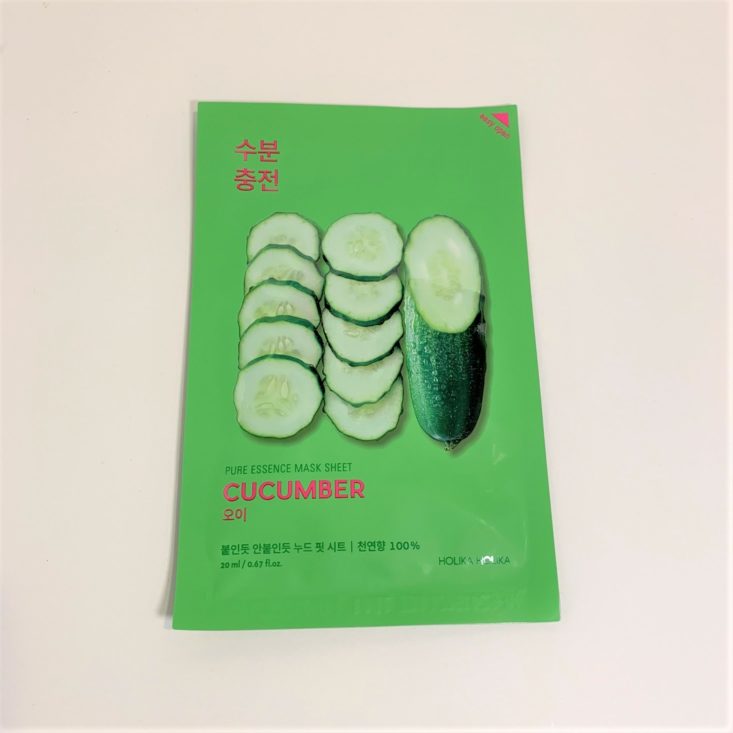 BomiBox Review March 2019 - Holika Holika Pure Essence Mask Sheet Cucumber Front Top