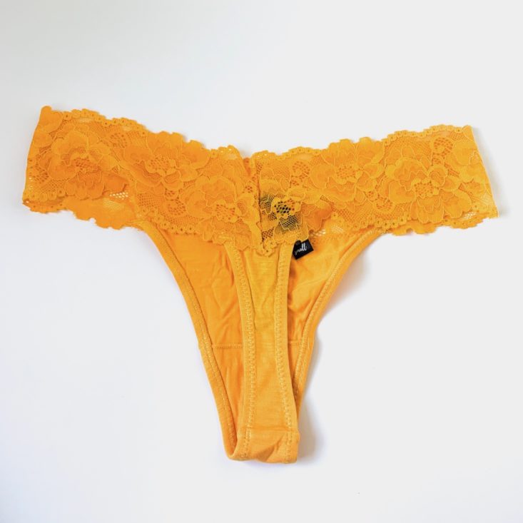 BootayBag “Mix It Up” Panty & Thong Review April 2019 - Yellow Lace Thong 2 Back Top