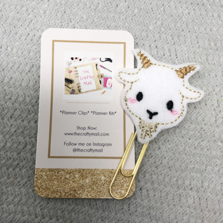 Coffee and a Classic Subscription Box Review March 2019 - Handmade Goat Book Clip Inside Top