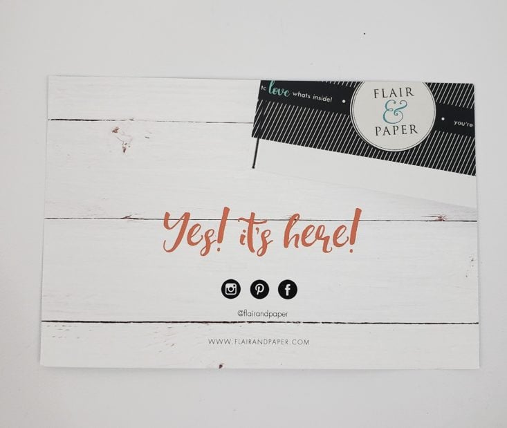 FLAIR And PAPER Subscription Box April 2019 - Info Card Back