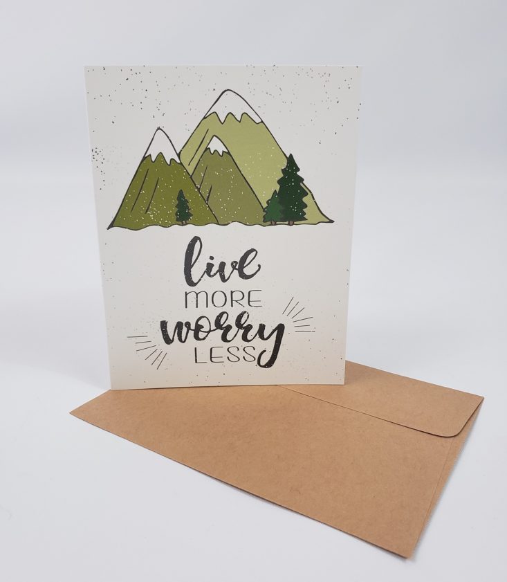 FLAIR And PAPER Subscription Box April 2019 - Live More Worry Less Greeting Card Front