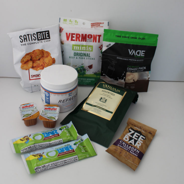 Fit Snack Box Review March 2019 - All Products Group Shot Front