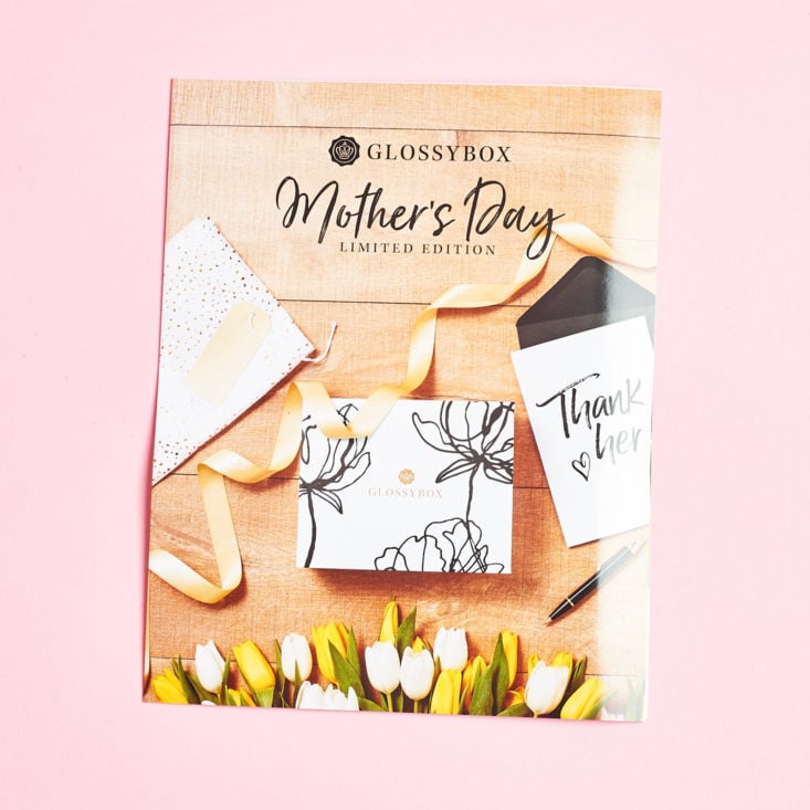 Glossybox Mother's Day Limited Edition April 2019 review info booklet cover