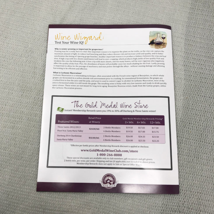 Gold Medal Wine Club April 2019 - The Wine Press Brochure Back