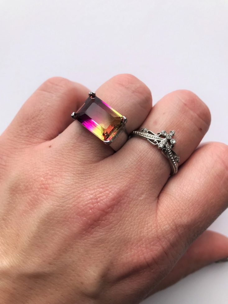 Jewelry Subscription Box April 2019 - Pink And Yellow Gemstone Ring Close Up