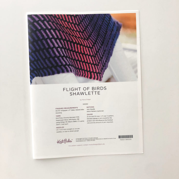Knit Picks Skill Builder Review March 2019 - Flight of Birds Shawlette Pattern Front Top