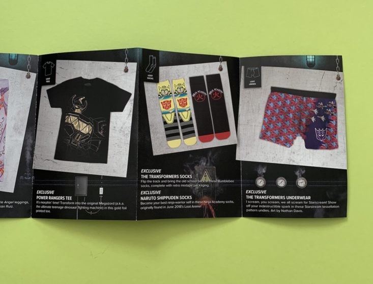 Loot Socks “Transformation” Review February 2019 - Information Booklet 3 Top