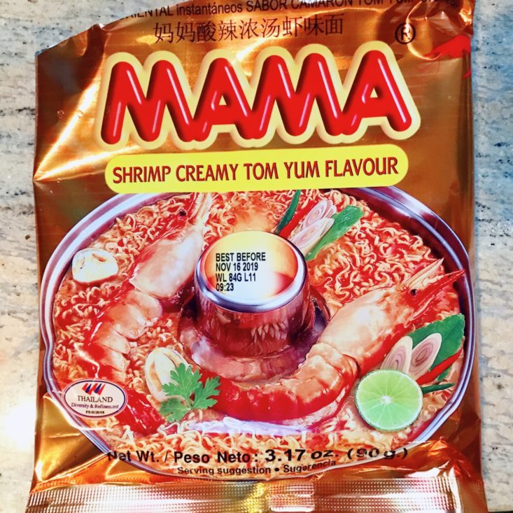 Manga Spice Cafe December 2018 - MAMA Ramen Creamy Shrimp Tom Yum Flavor Front 1