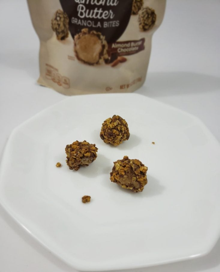Monthly Box Of Food And Snack Review April 2019 - Almond Butter Granola Bites In Plate Top