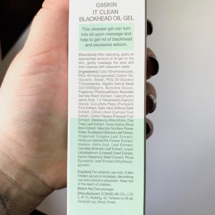 Pink Seoul Plus Box March-April 2019 - G9 Skin It Clean Blackhead Oil Gel Back