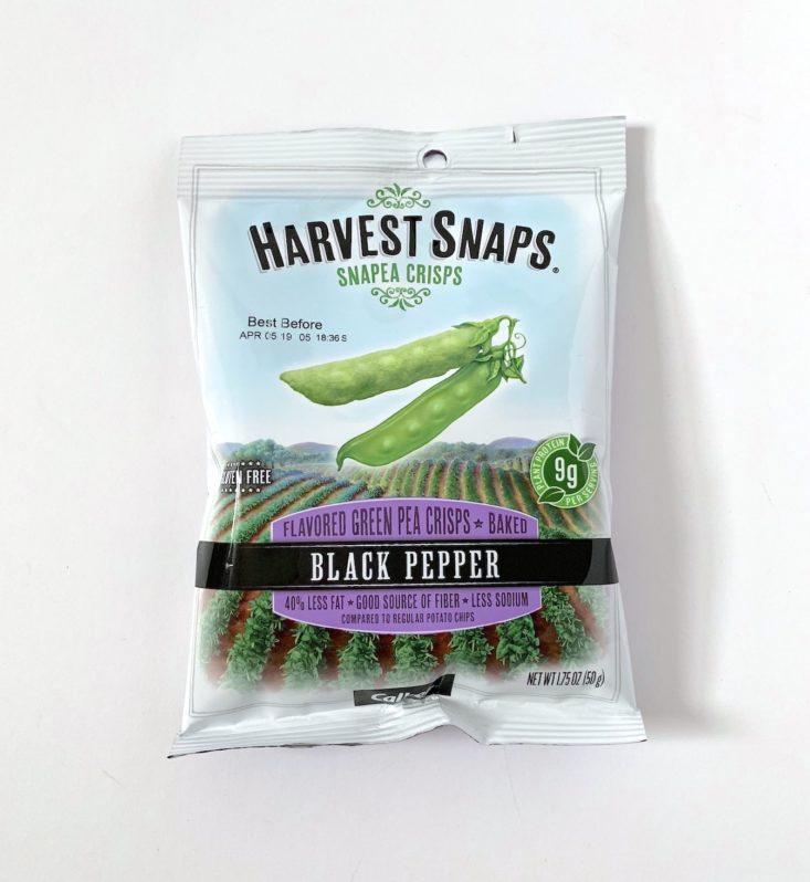 SnackSack Classic Review March 2019 - Harvest Snaps Pea Crisps Packet Top