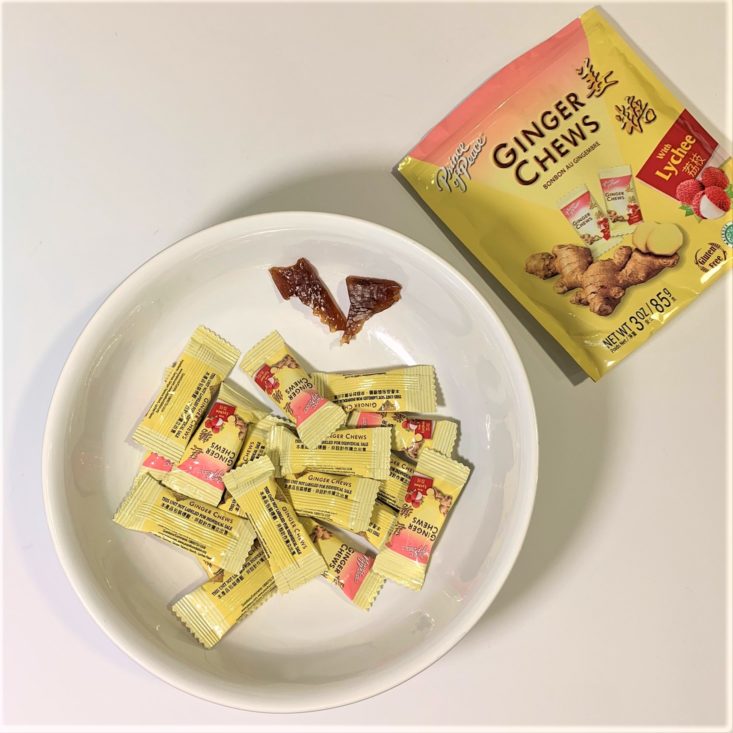 SnackSack Gluten-Free Review March 2019 - Prince of Peace Ginger Chews with Lychee Plated Top