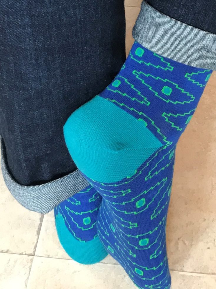 Sock Fancy Men April 2019 - Blue Aztec Print Men’s Socks Back Top 1
