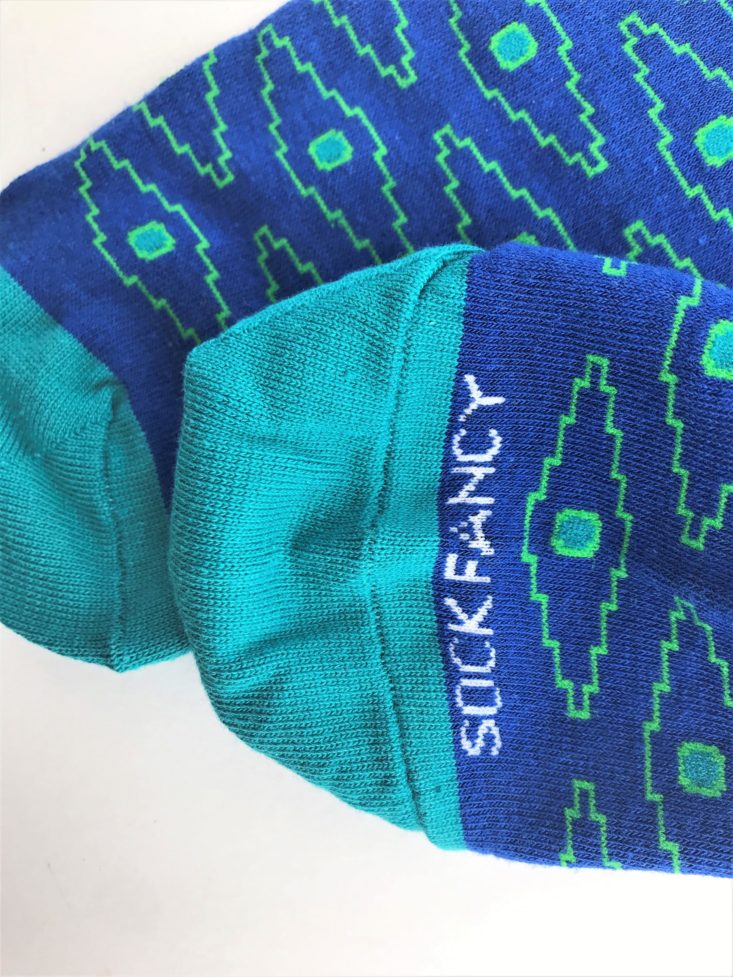 Sock Fancy Men April 2019 - Blue Aztec Print Men’s Socks Closeup Top 4