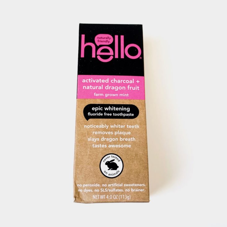Spring Beauty Report April 2019 - Hello Activated Charcoal + Natural Dragon Fruit Whitening Fluoride Free Toothpaste Box Front
