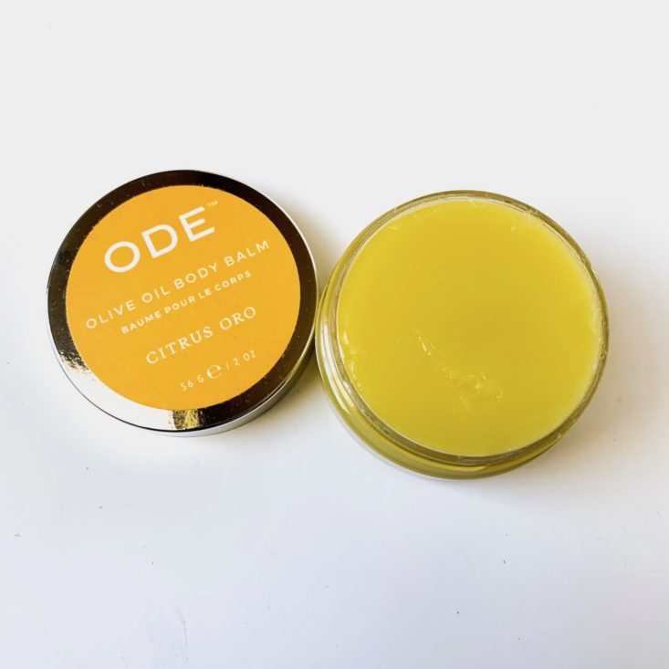 Spring Beauty Report April 2019 - Ode Natural Skin Care Olive Oil Body Balm in Citrus Oro Open