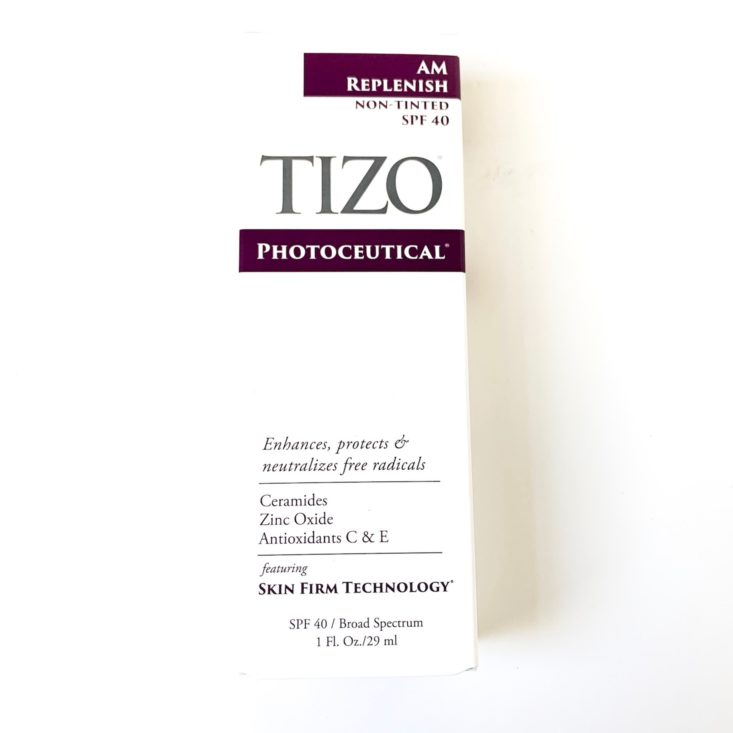 Spring Beauty Report April 2019 - Tizo AM Replenish SPF 40 Untinted Box Front