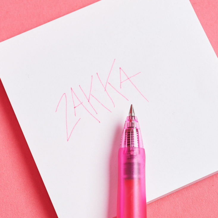 The Zakka Kit April 2019 pen writing sample
