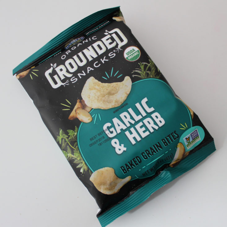 Vegan Cuts Snack April 2019 - Garlic Chips 1 Package Top