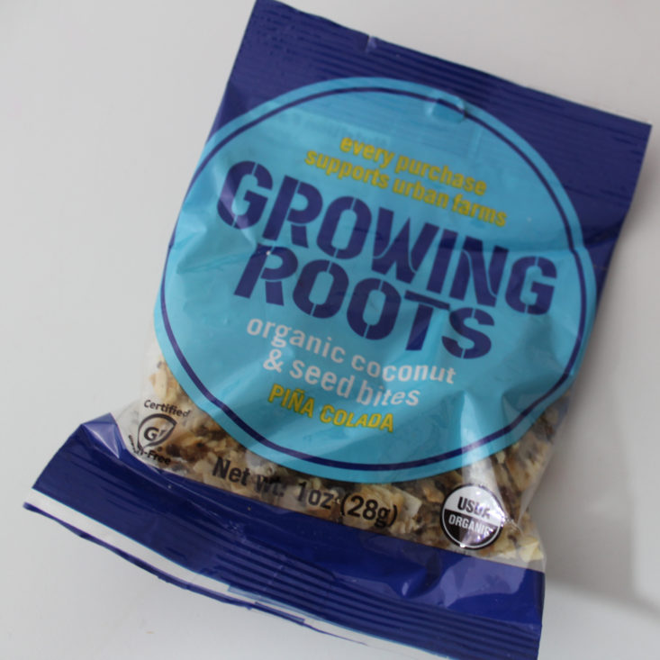 Vegan Cuts Snack April 2019 - Roots 1 Package Top