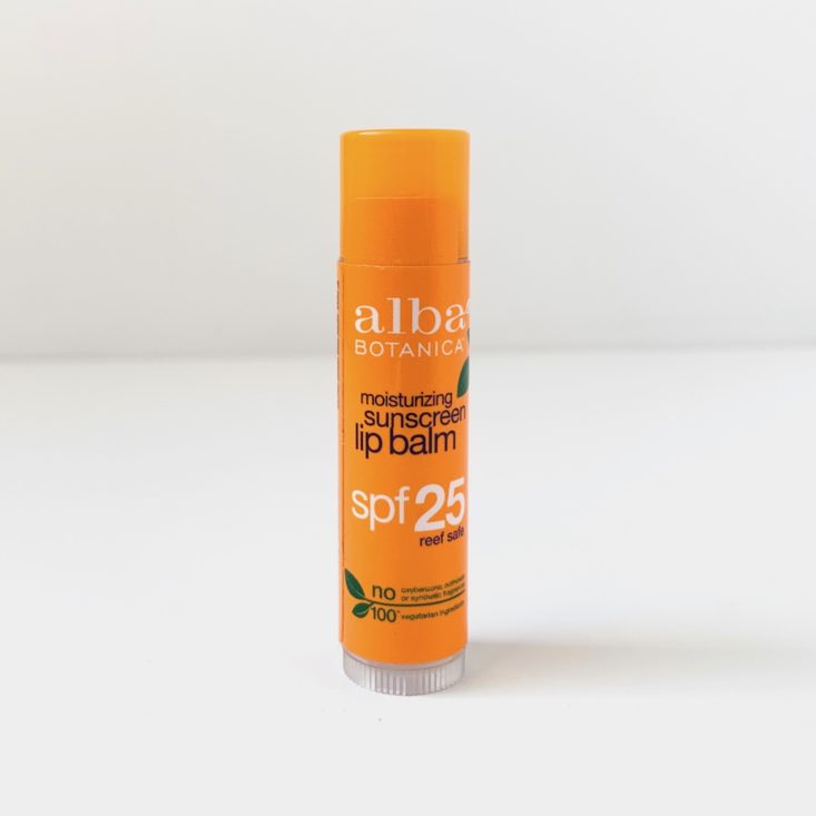 Whole Foods 24-Hour Beauty Bag Review April 2019 - Alba Botanica Lip Care SPF 25 Front