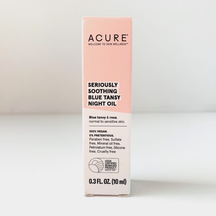 Whole Foods Self-Care Sunday 2019 - Acure Seriously Soothing Blue Tansy Night Oil Box Front