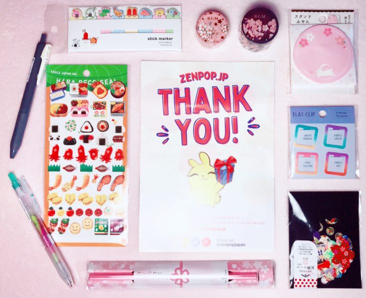 ZenPop Stationery Sakura Pack April 2019 - All Items Shown Top