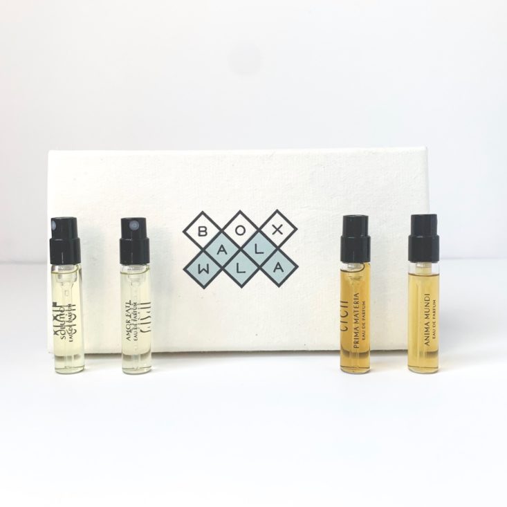 Boxwalla The Perfumer Box Review - All Perfumes Group Shot With Box Front