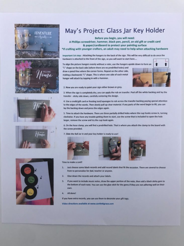 Confetti Grace May 2019 - Instruction Sheet