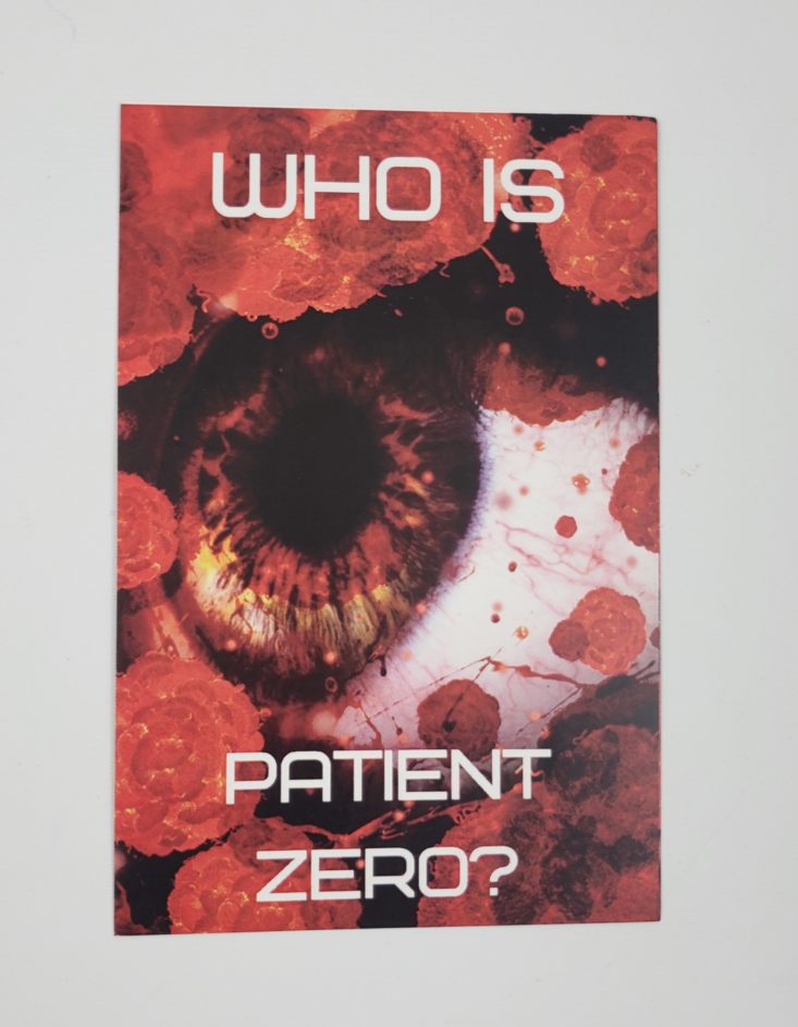 Deadbolt Mystery Society May 2019 “Infected” Review - Patient Zero Top