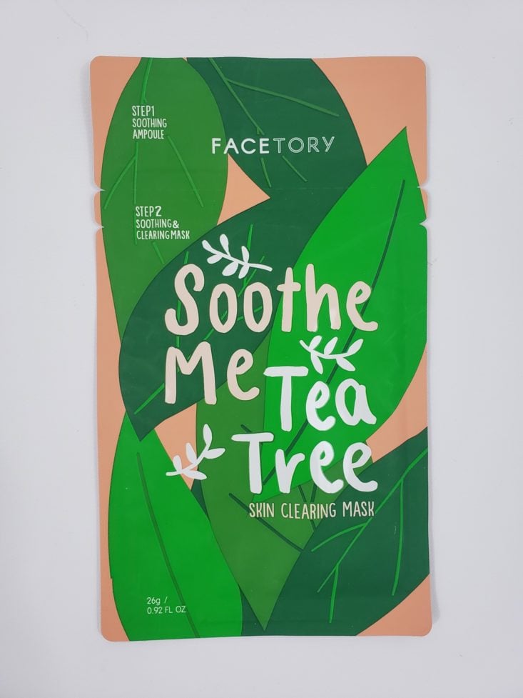 Facetory Lux Box Deluxe Review May 2019 - Facetory Soothe Me Tea Tree Mask 1 Top