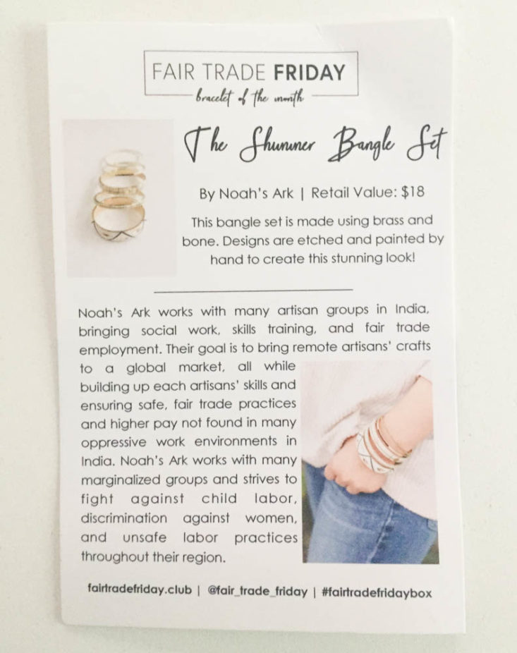 Fair Trade Friday Bracelet of the Month April - 2019 booklet