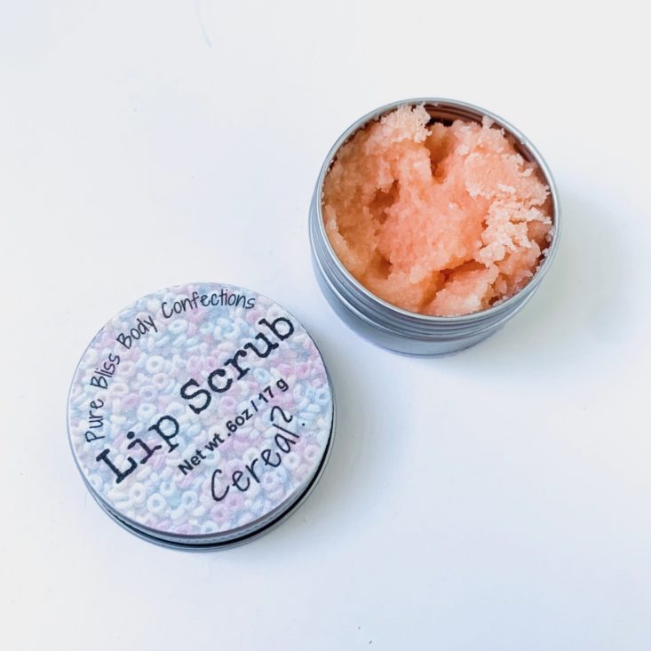 Fruit For Thought April 2019 - Pure Bliss Body Confections Cereal Lip Scrub Uncapped Top