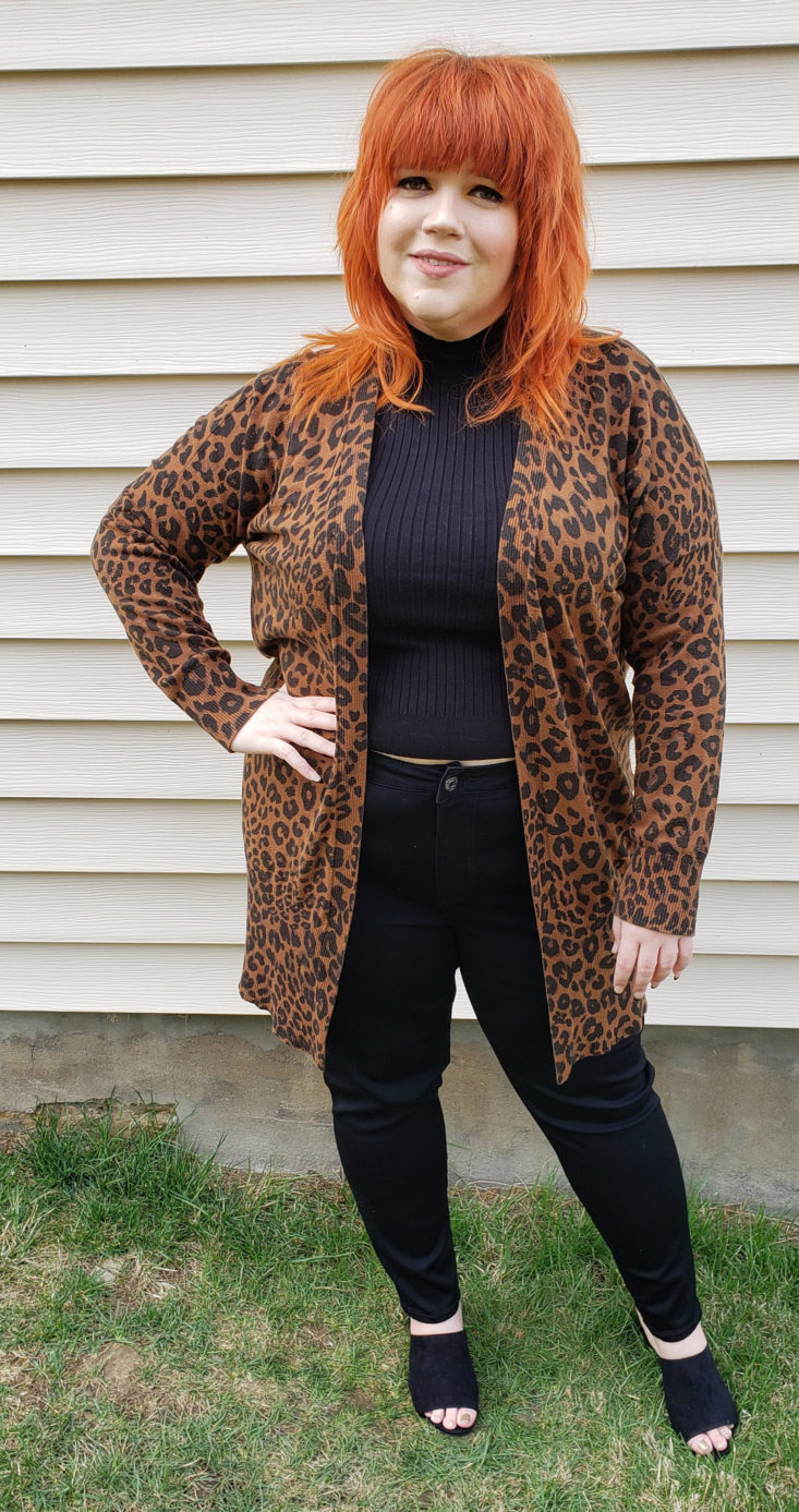 Gwynnie Bee Box Review March 2019 - Leopard Print Lenox Cardigan by Sanctuary Clothing Pose 2 Front
