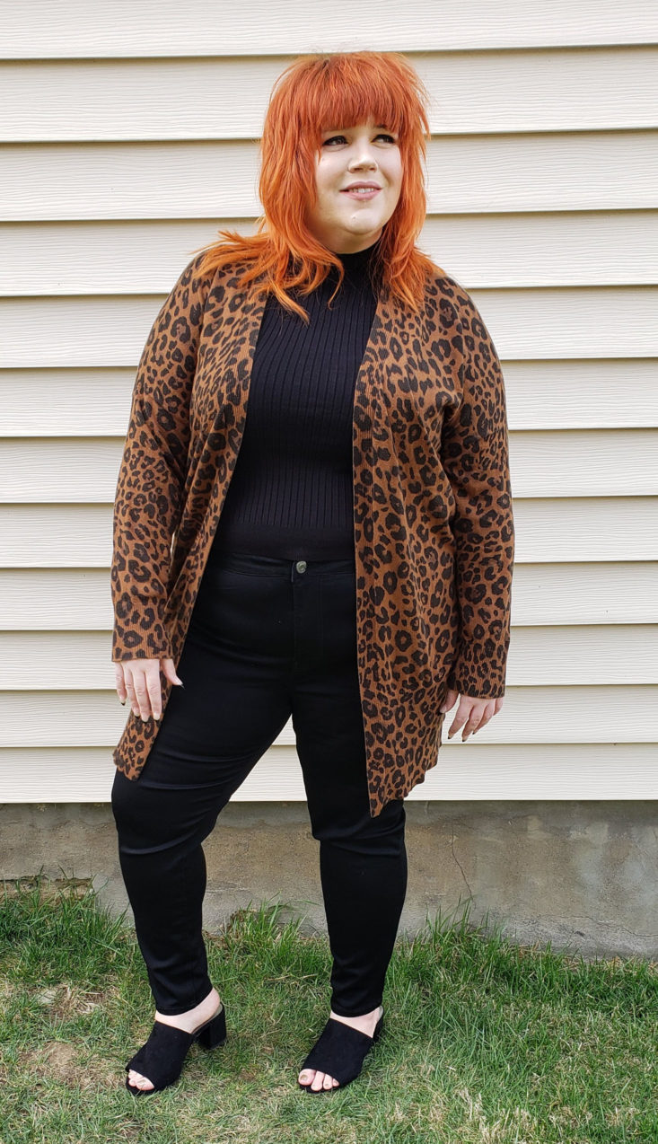Gwynnie Bee Box Review March 2019 - Leopard Print Lenox Cardigan by Sanctuary Clothing Pose 3 Front